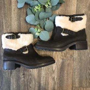 COACH Gabriella Shearling Brown Ankle Boots